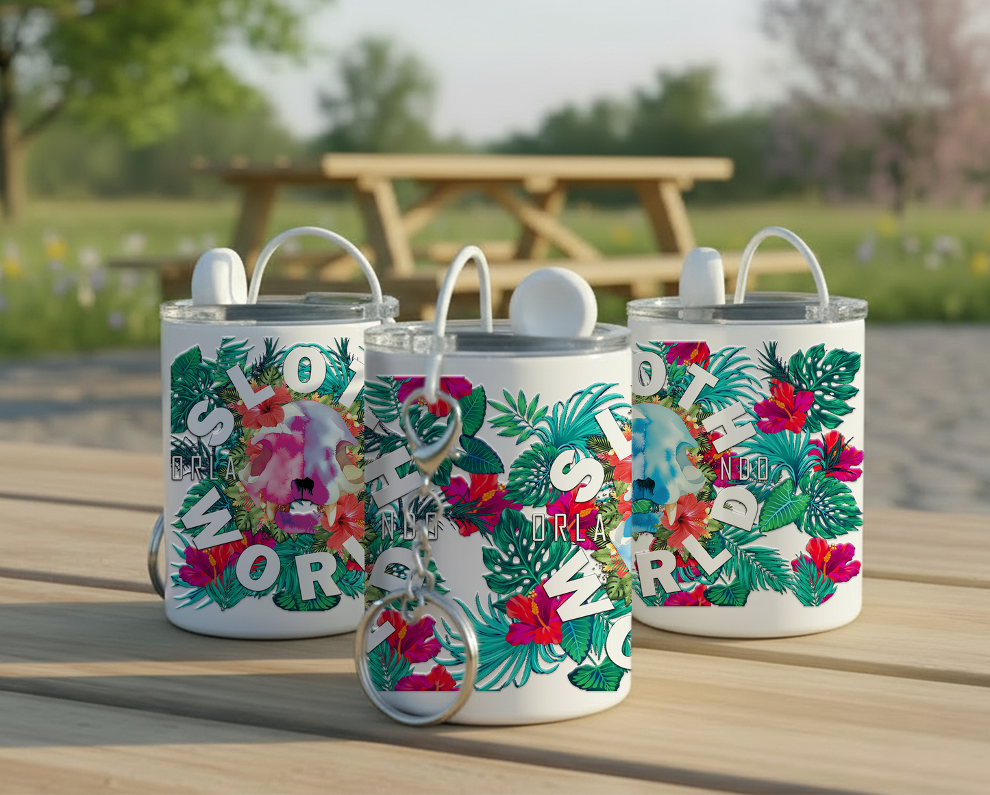 Hibiscus Skull 3oz Steel Keychain Mini Tumbler