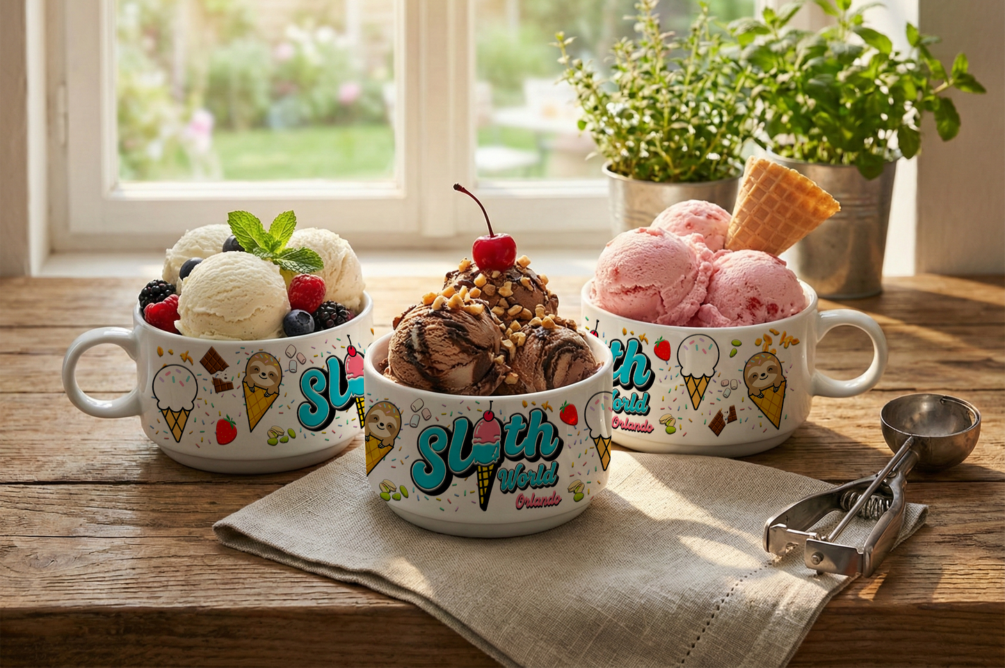 Sweet Sloth Sundae Ceramic Bowl (15oz)