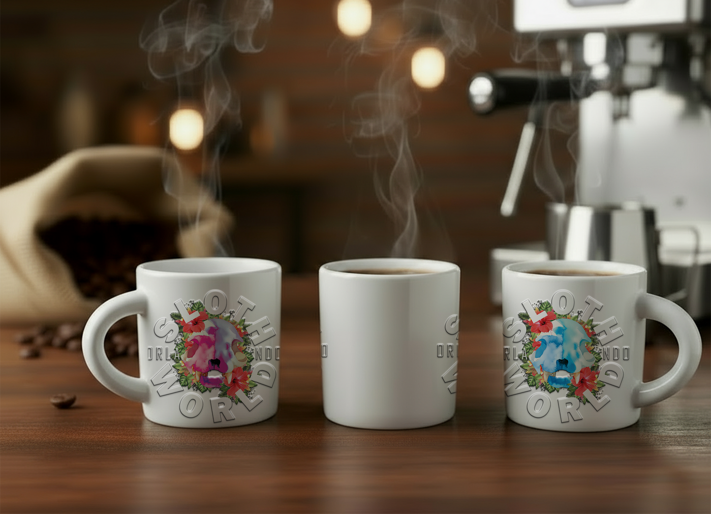 Hibiscus Skull: 3oz Ceramic Espresso Mug