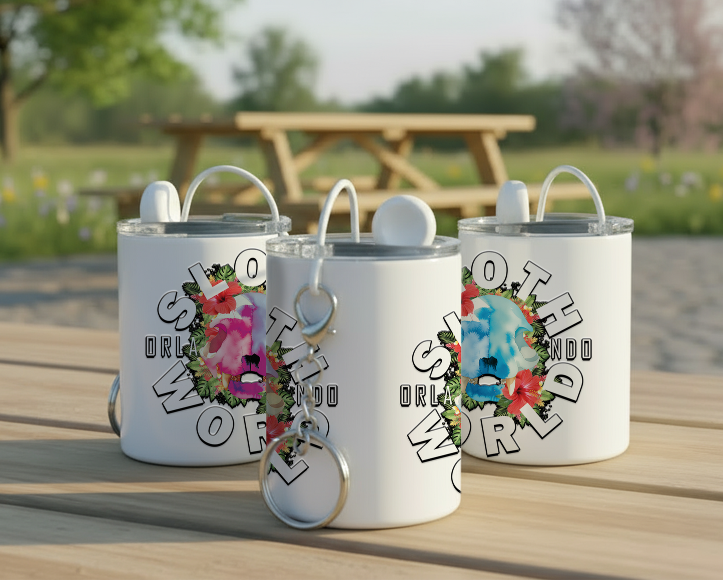 Hibiscus Skull 3oz Steel Keychain Mini Tumbler