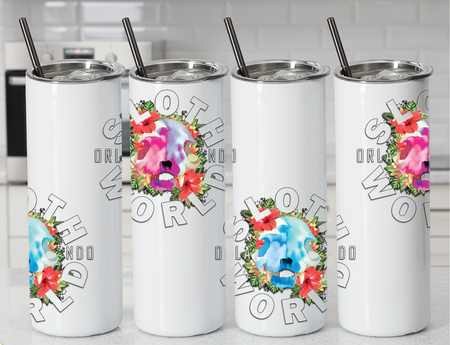 Hibiscus Skull 30oz Steel Tumbler