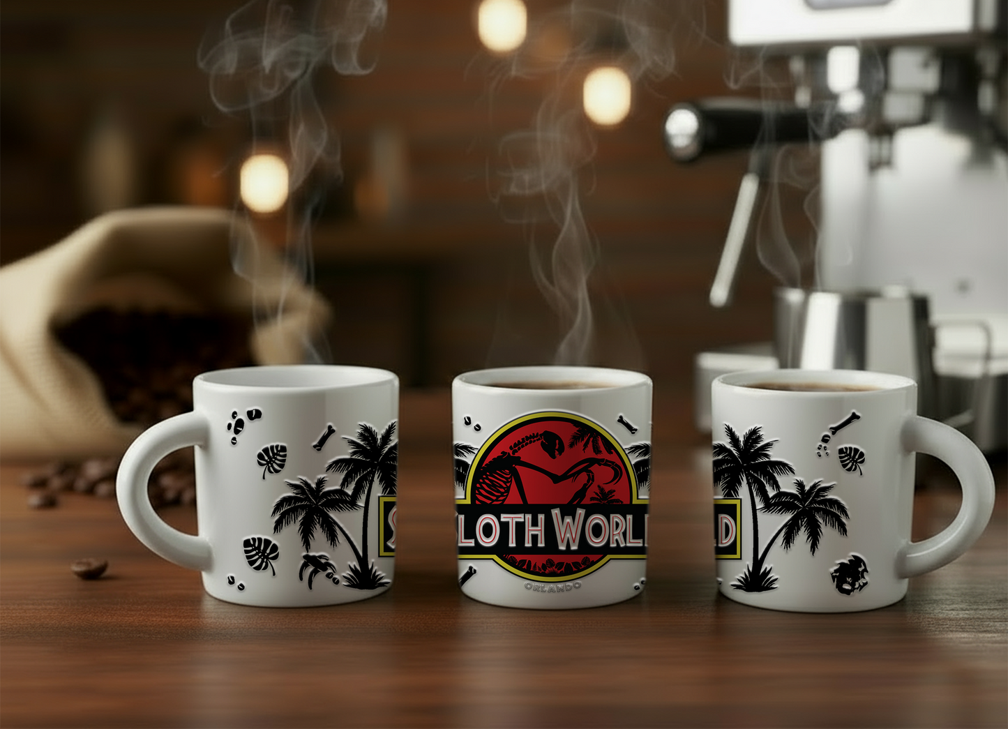Slothassic Park: 2oz Ceramic Espresso Mug