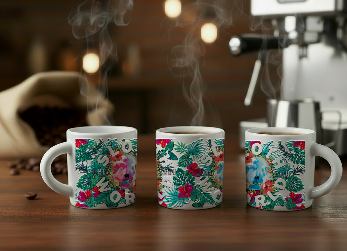 Hibiscus Skull: 2oz Ceramic Espresso Mug