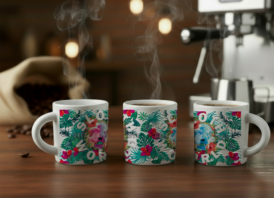 Hibiscus Skull: 2oz Ceramic Espresso Mug