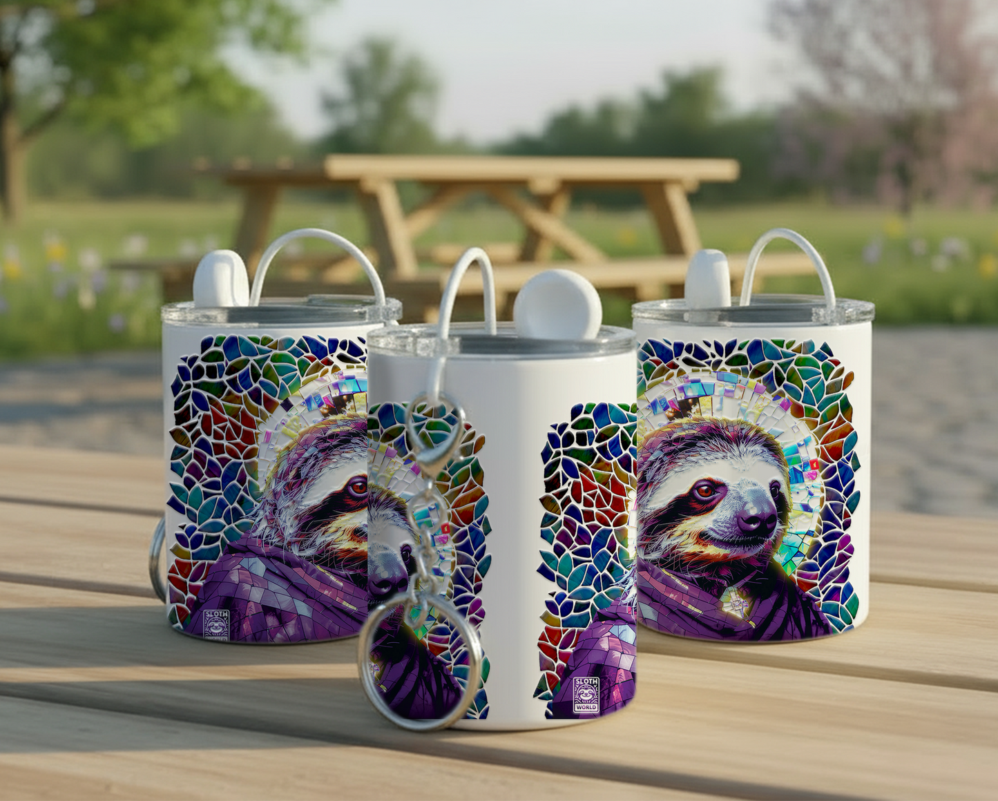 Sloth Serenity: 3oz Steel Keychain Mini Tumbler