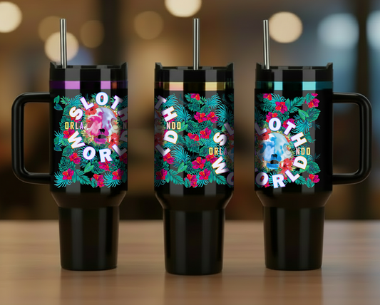 Hibiscus Skull 40oz Steel Tumbler