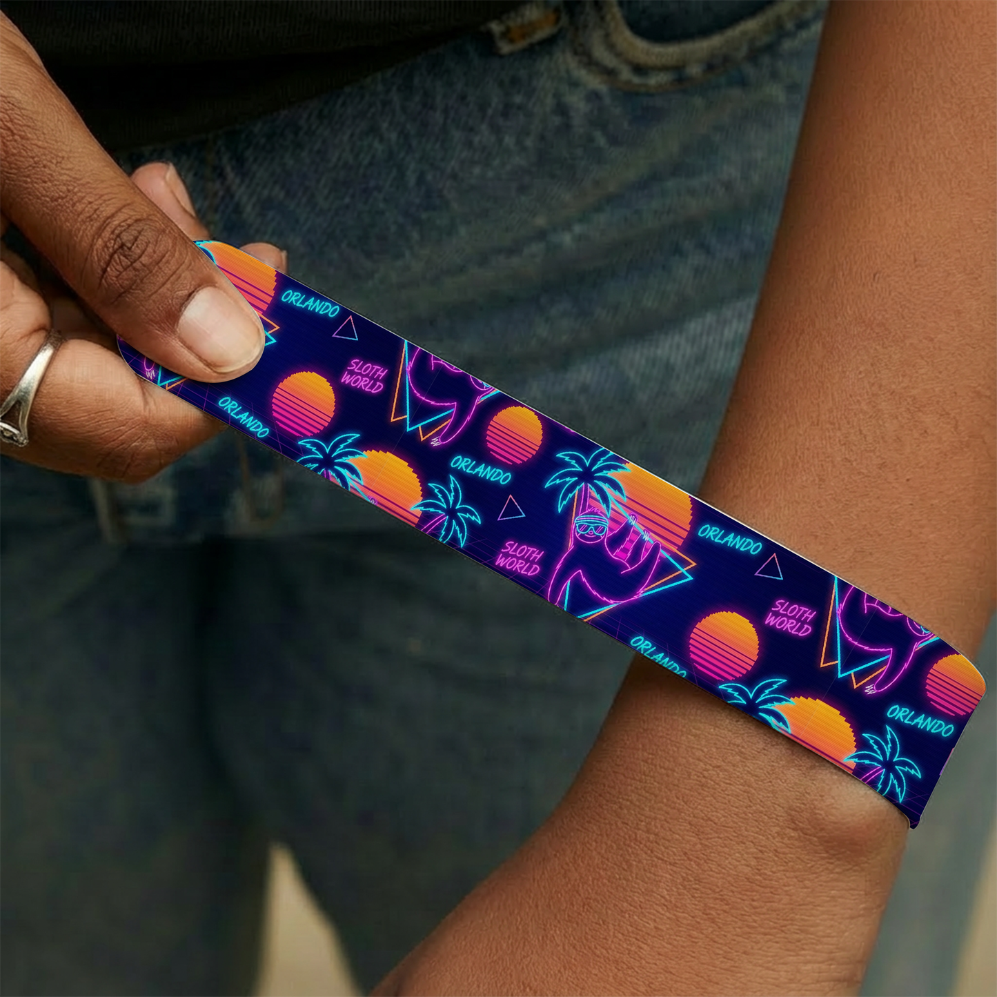 Sloth World "Electric Chill" 80s Slap Bracelet