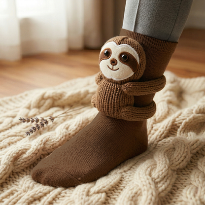 The Ultimate Sloth Hug Plush Crew Socks