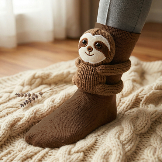 The Ultimate Sloth Hug Plush Crew Socks